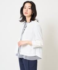 PZTGA32330 GEORGES RECH(ジョルジュ・レッシュ) ジャージーノーカラーショートブルゾン ネイビー