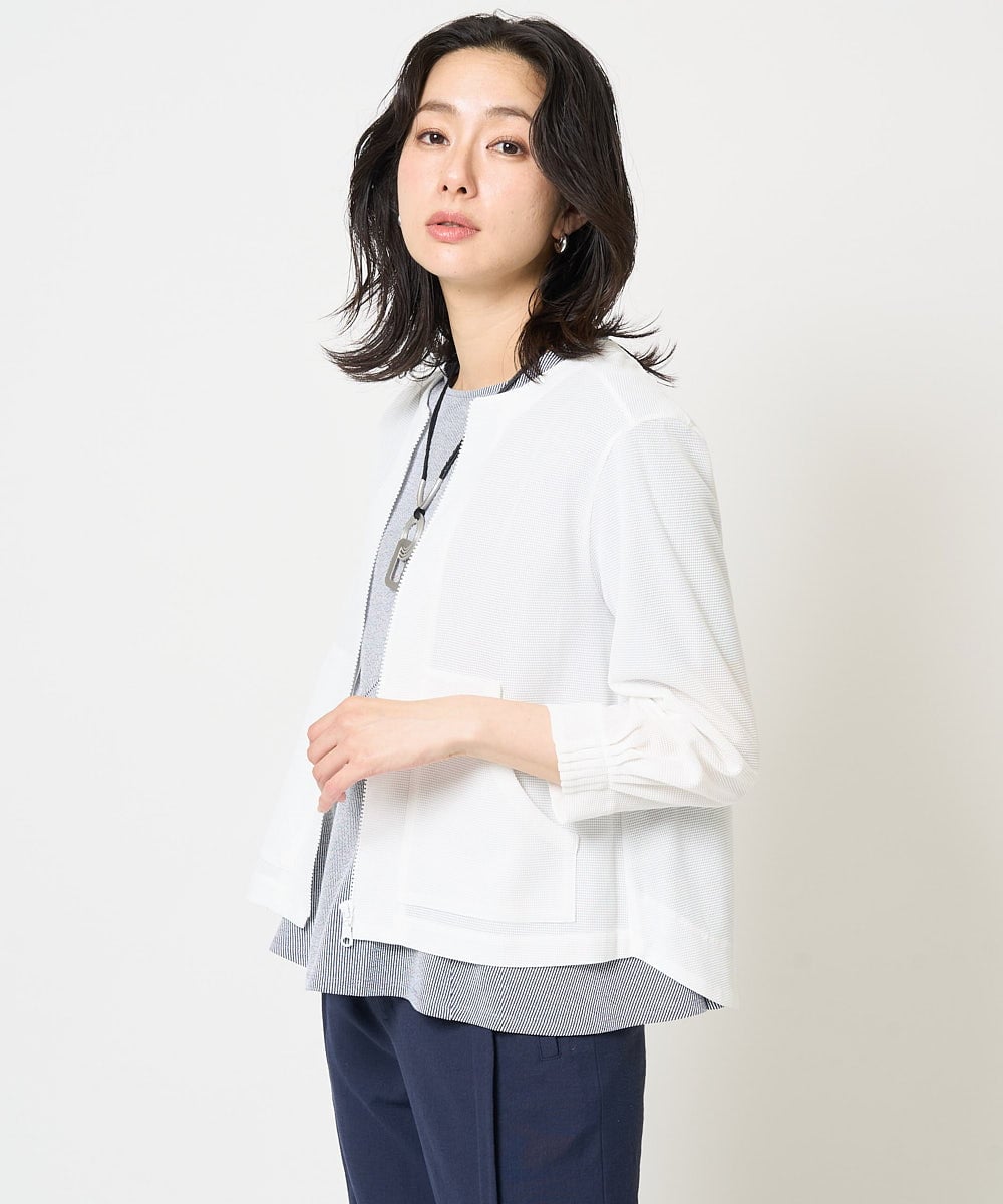 PZTGA32330 GEORGES RECH(ジョルジュ・レッシュ) ジャージーノーカラーショートブルゾン ネイビー
