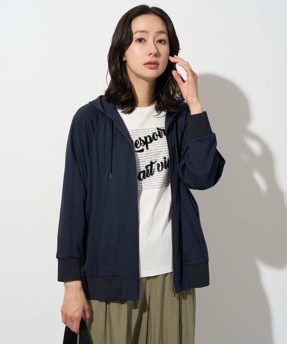 PZTGD06290 GEORGES RECH(ジョルジュ・レッシュ) ラグランスリーブ8分袖パーカー ネイビー