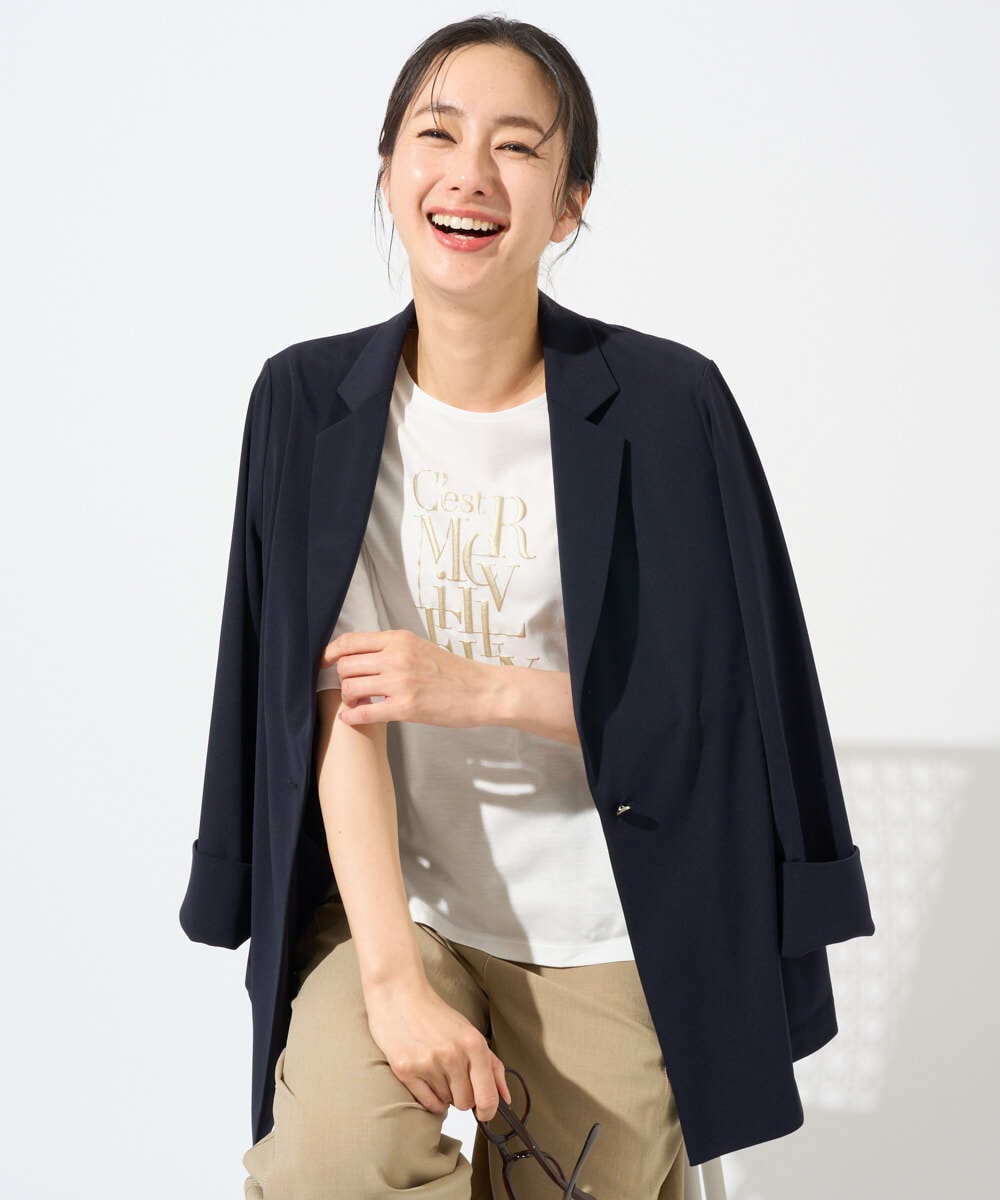 PZTGD11390 GEORGES RECH(ジョルジュ・レッシュ)  [セットアップ対応]ドライタッチジャージーテーラードジャケット ネイビー