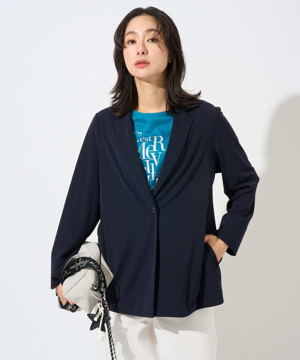 PZTGD11390 GEORGES RECH(ジョルジュ・レッシュ)  [セットアップ対応]ドライタッチジャージーテーラードジャケット ネイビー