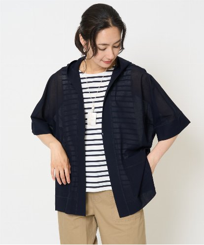 PZTHA62330 GEORGES RECH シアーフードカーディガン