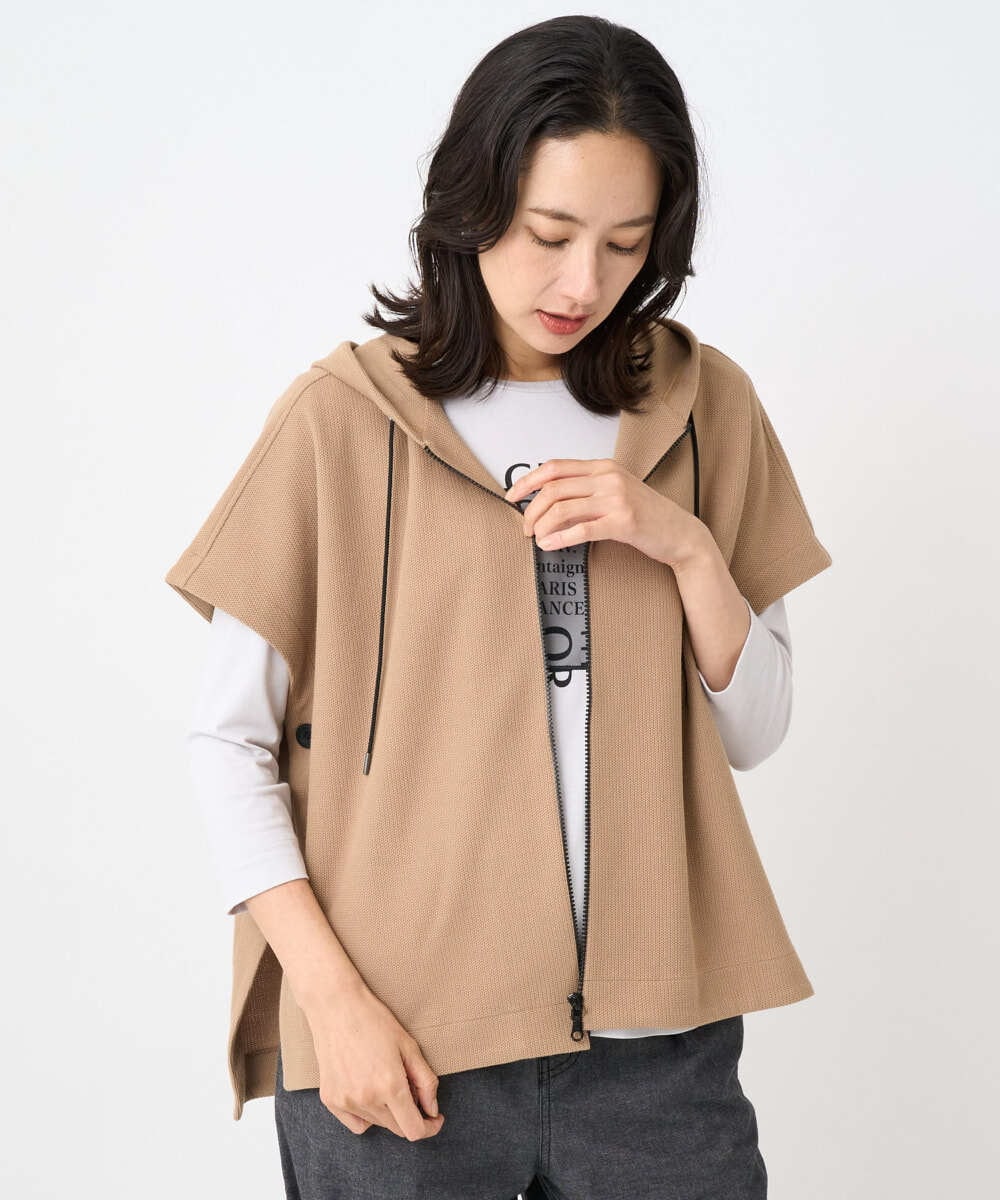 PZTJB43330 GEORGES RECH(ジョルジュ・レッシュ) ポンチョライクジャージーベスト ライトグレー