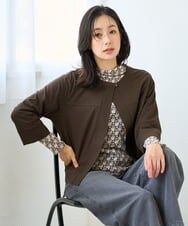 PZTJF13210 GEORGES RECH(ジョルジュ・レッシュ) [日本製]シアーストレッチ7分袖ライト羽織 ブラック