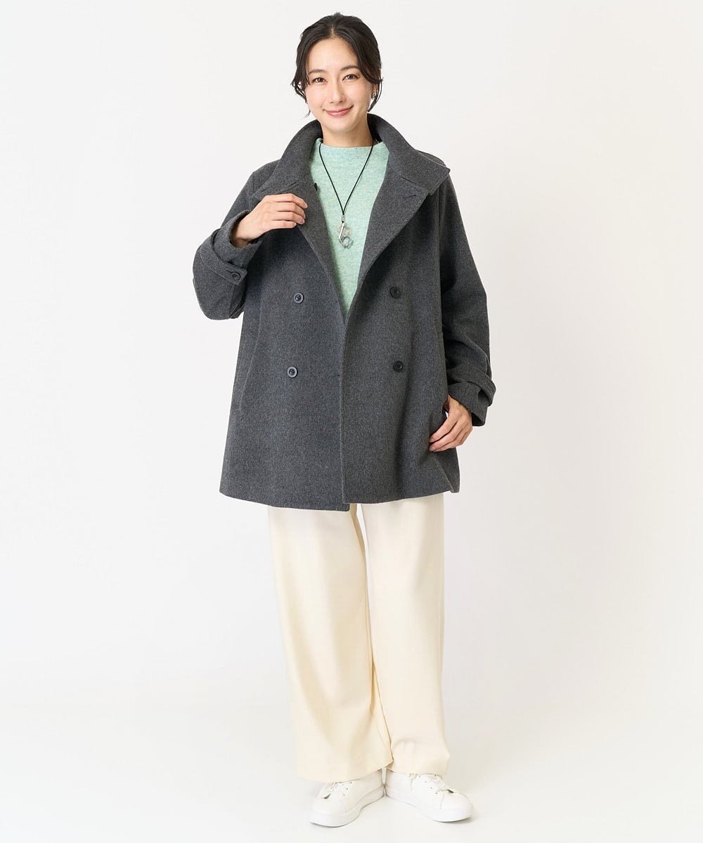 PZUAB36590 GEORGES RECH(ジョルジュ・レッシュ) スーパー100ミドルスタンドカラーコート グレー
