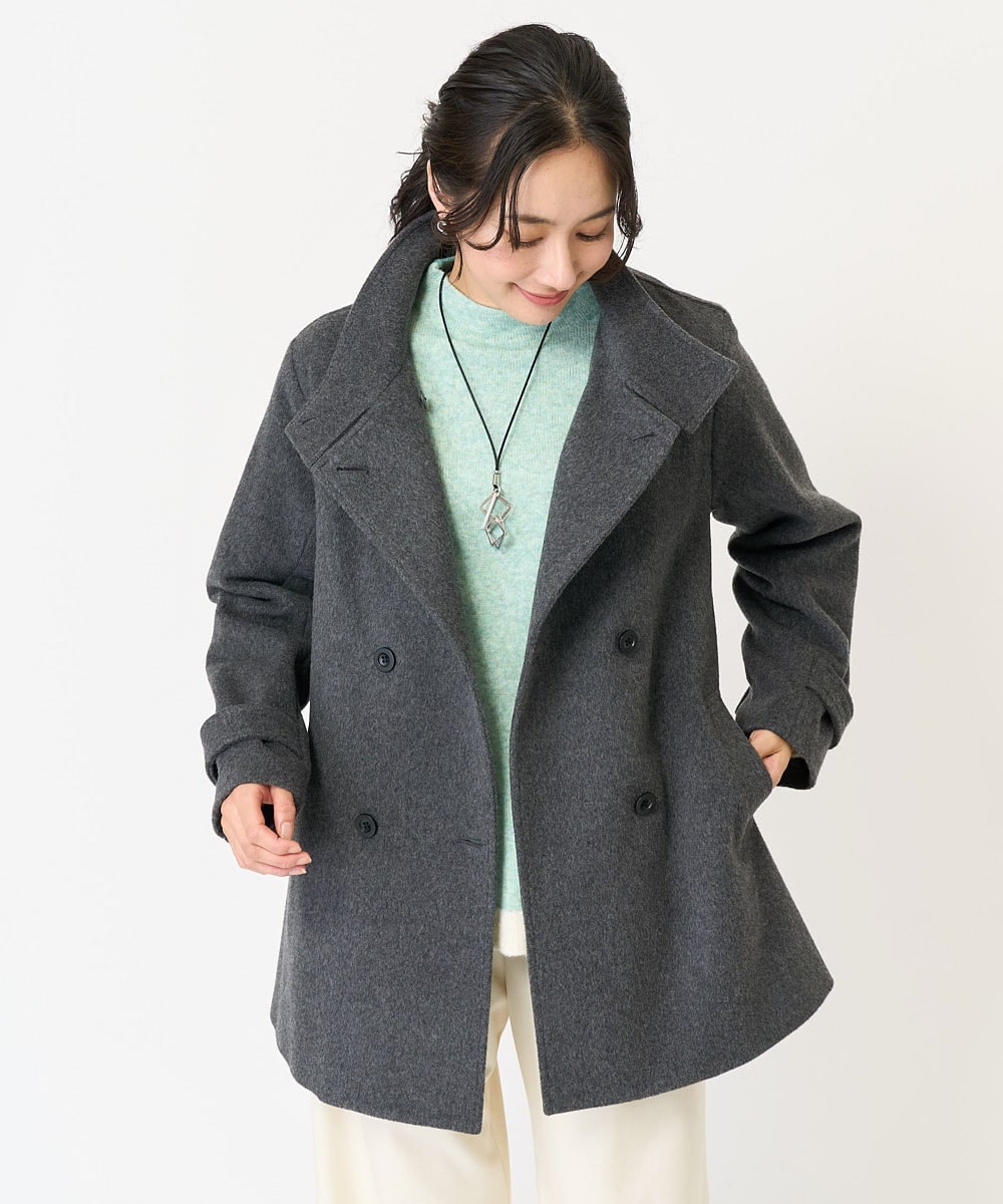 PZUAB36590 GEORGES RECH(ジョルジュ・レッシュ) スーパー100ミドルスタンドカラーコート グレー