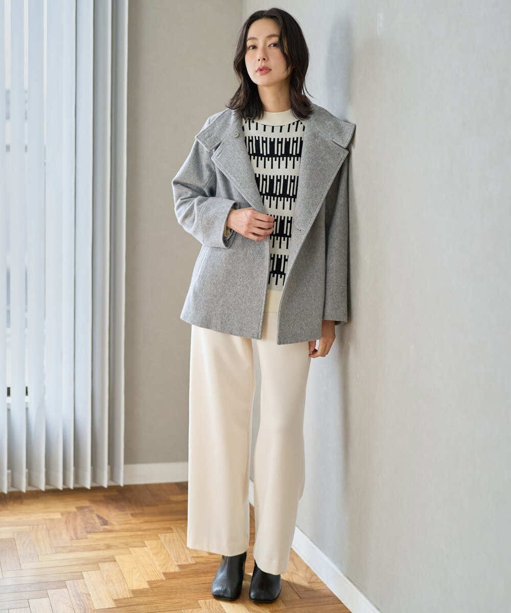 PZUAD45540 GEORGES RECH(ジョルジュ・レッシュ) スーパー100ミドルスタンドカラーウールコート イエロー