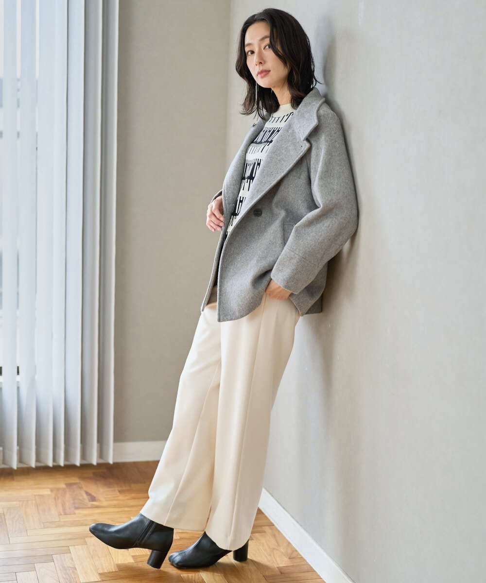 PZUAD45540 GEORGES RECH(ジョルジュ・レッシュ) スーパー100ミドルスタンドカラーウールコート イエロー