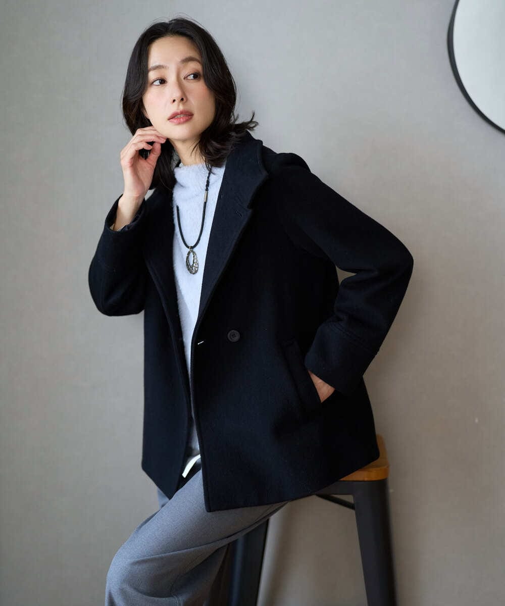 PZUAD45540 GEORGES RECH(ジョルジュ・レッシュ) スーパー100ミドルスタンドカラーウールコート イエロー