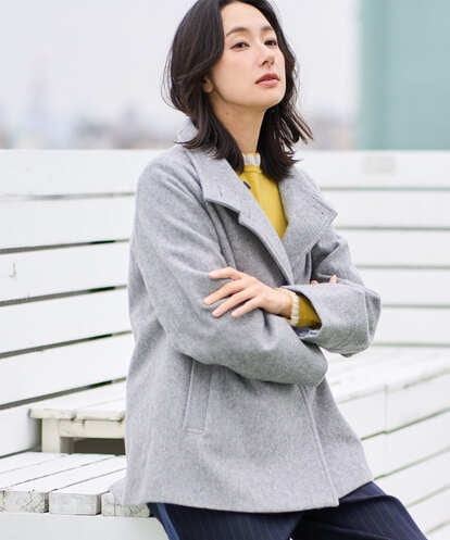 PZUAD45540 GEORGES RECH スーパー100ミドルスタンドカラーウールコート