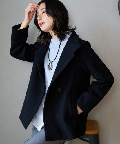 PZUAD45540 GEORGES RECH スーパー100ミドルスタンドカラーウールコート