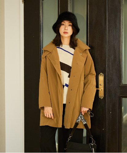 PZUAD46590 GEORGES RECH ステッチレスステンカラーミドルダウンコート