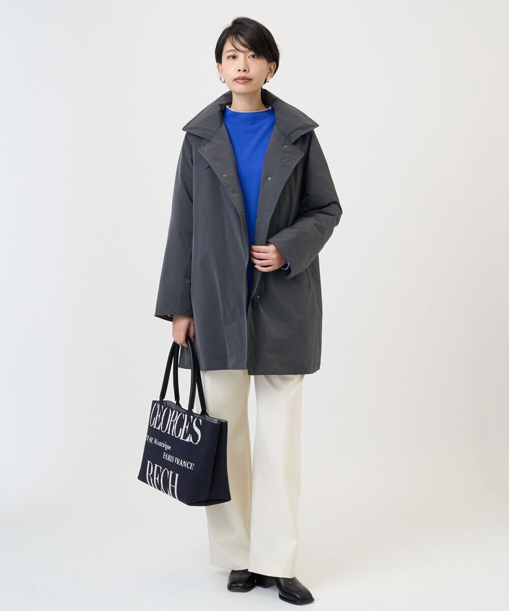 PZUAD46590 GEORGES RECH(ジョルジュ・レッシュ) ステッチレスステンカラーミドルダウンコート ダークグレー