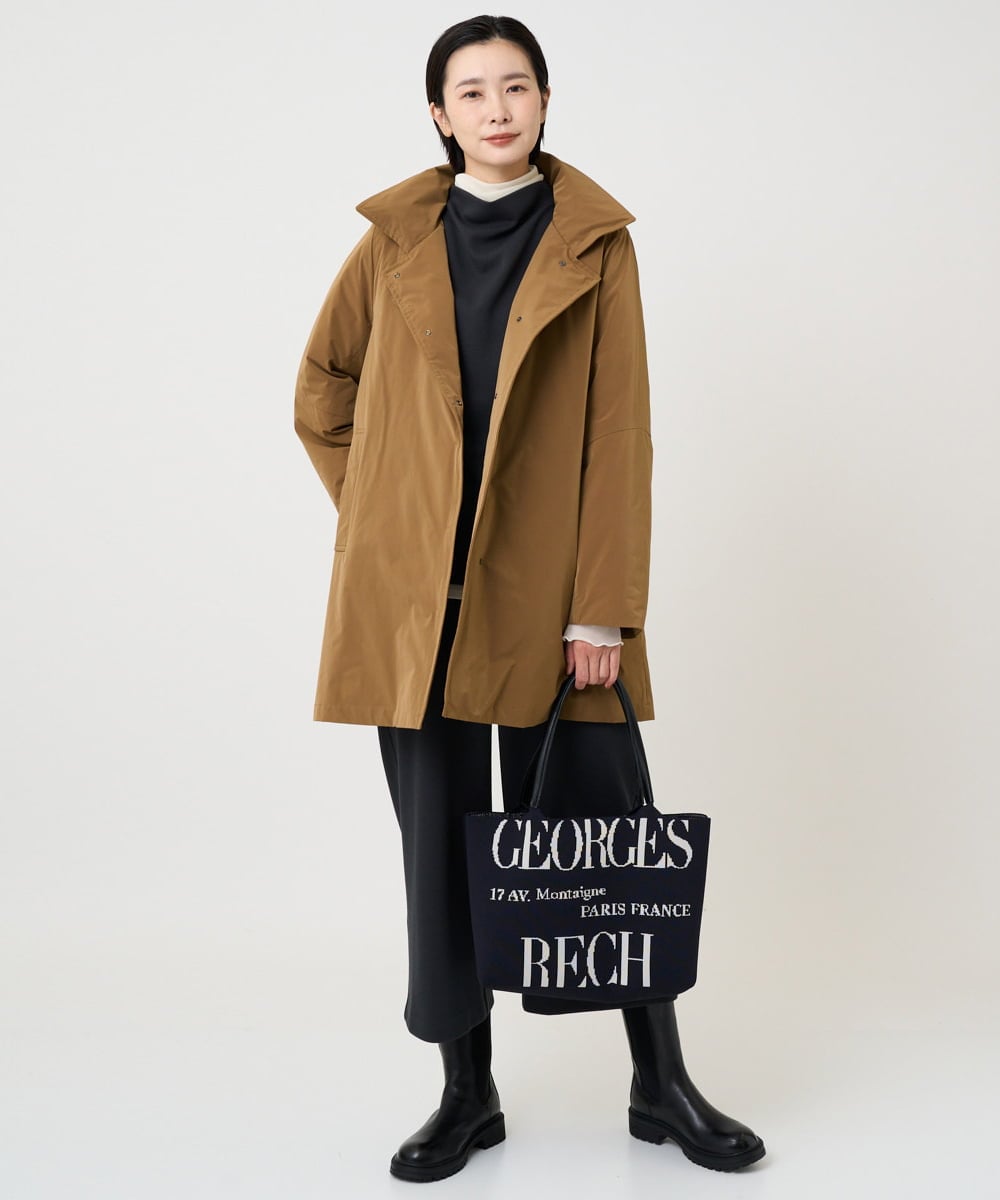 PZUAD46590 GEORGES RECH(ジョルジュ・レッシュ) ステッチレスステンカラーミドルダウンコート ダークグレー