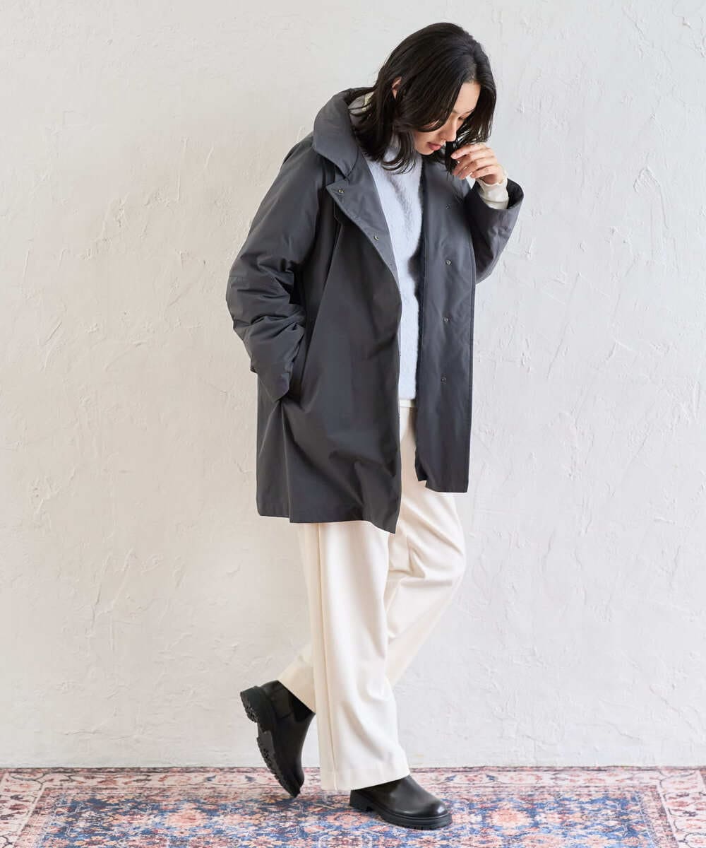 PZUAD46590 GEORGES RECH(ジョルジュ・レッシュ) ステッチレスステンカラーミドルダウンコート ダークグレー