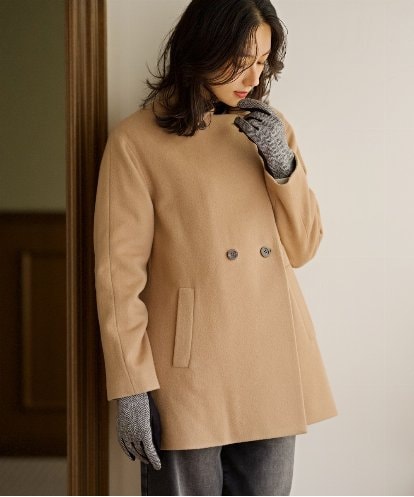 PZUAG50590 GEORGES RECH Super100sウールダブルブレストミドルコート