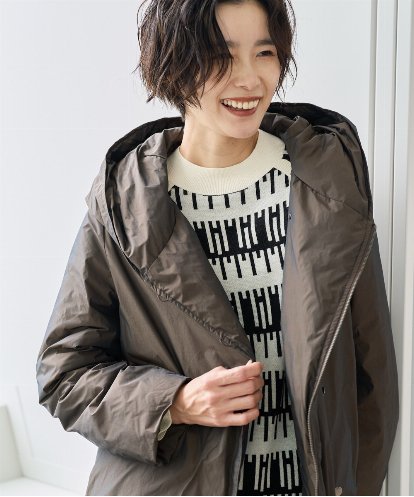 PZUCD55590  ステッチレスシャンブレーロングダウンコート