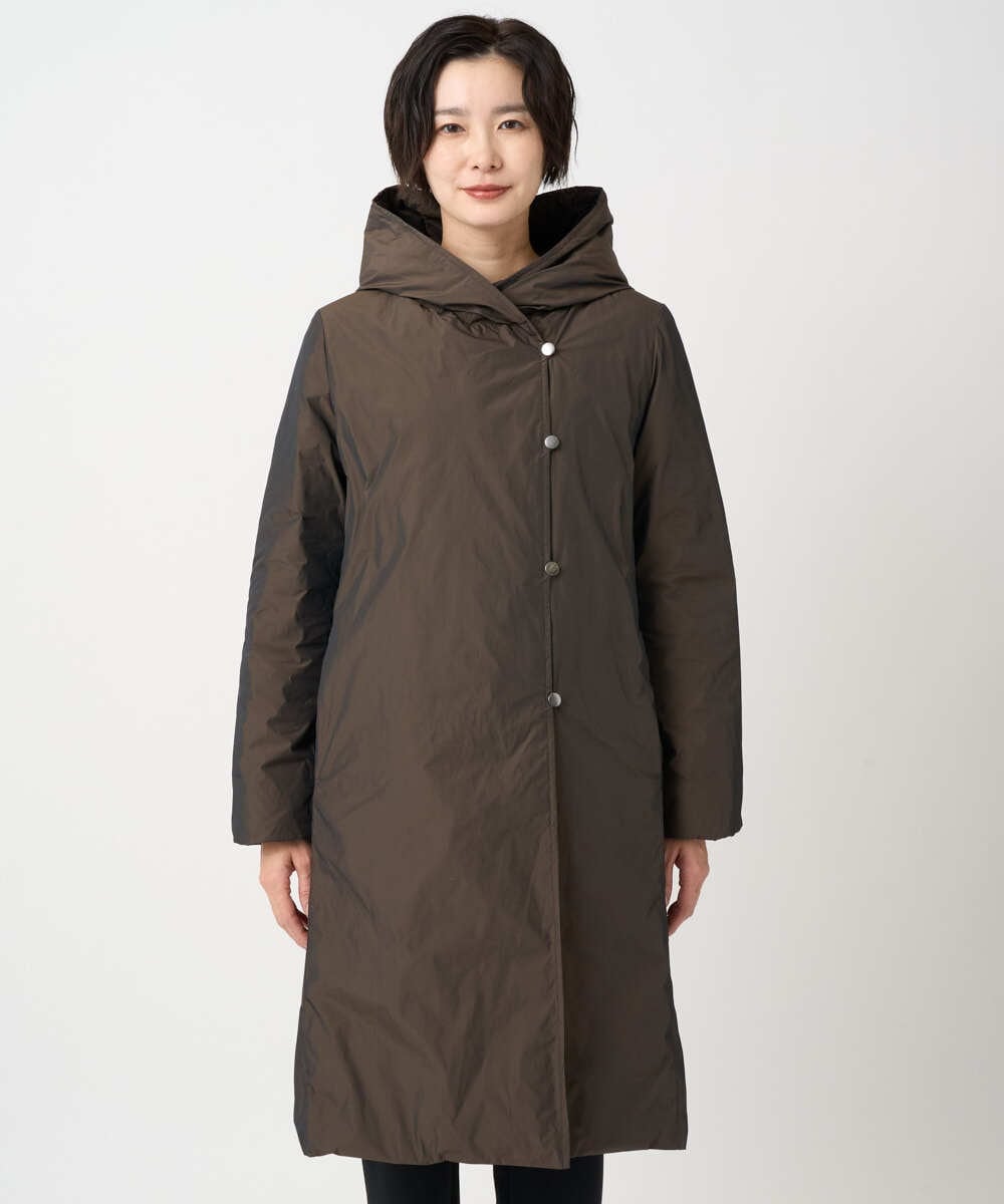 ステッチレスシャンブレーロングダウンコート(ダウンジャケット