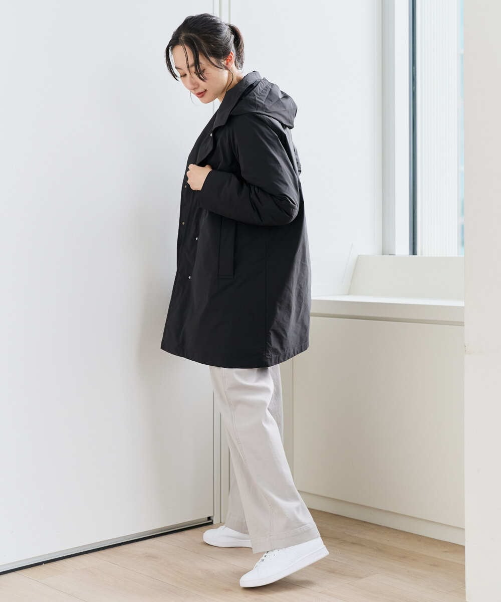 PZUCF46590 GEORGES RECH(ジョルジュ・レッシュ)  [追加]ステッチレスステンカラーミドルダウンコート ブラック