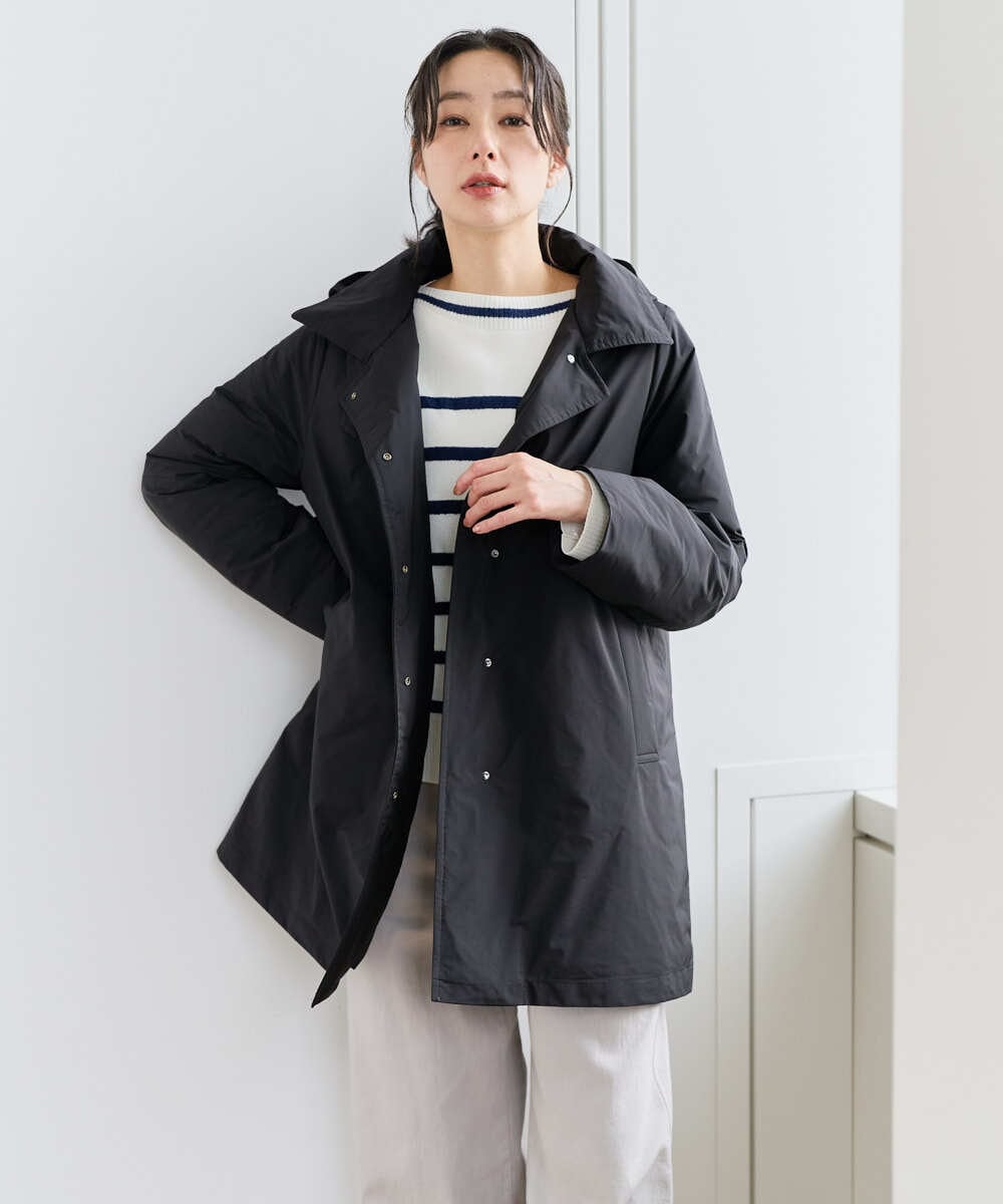 PZUCF46590 GEORGES RECH(ジョルジュ・レッシュ)  [追加]ステッチレスステンカラーミドルダウンコート ブラック