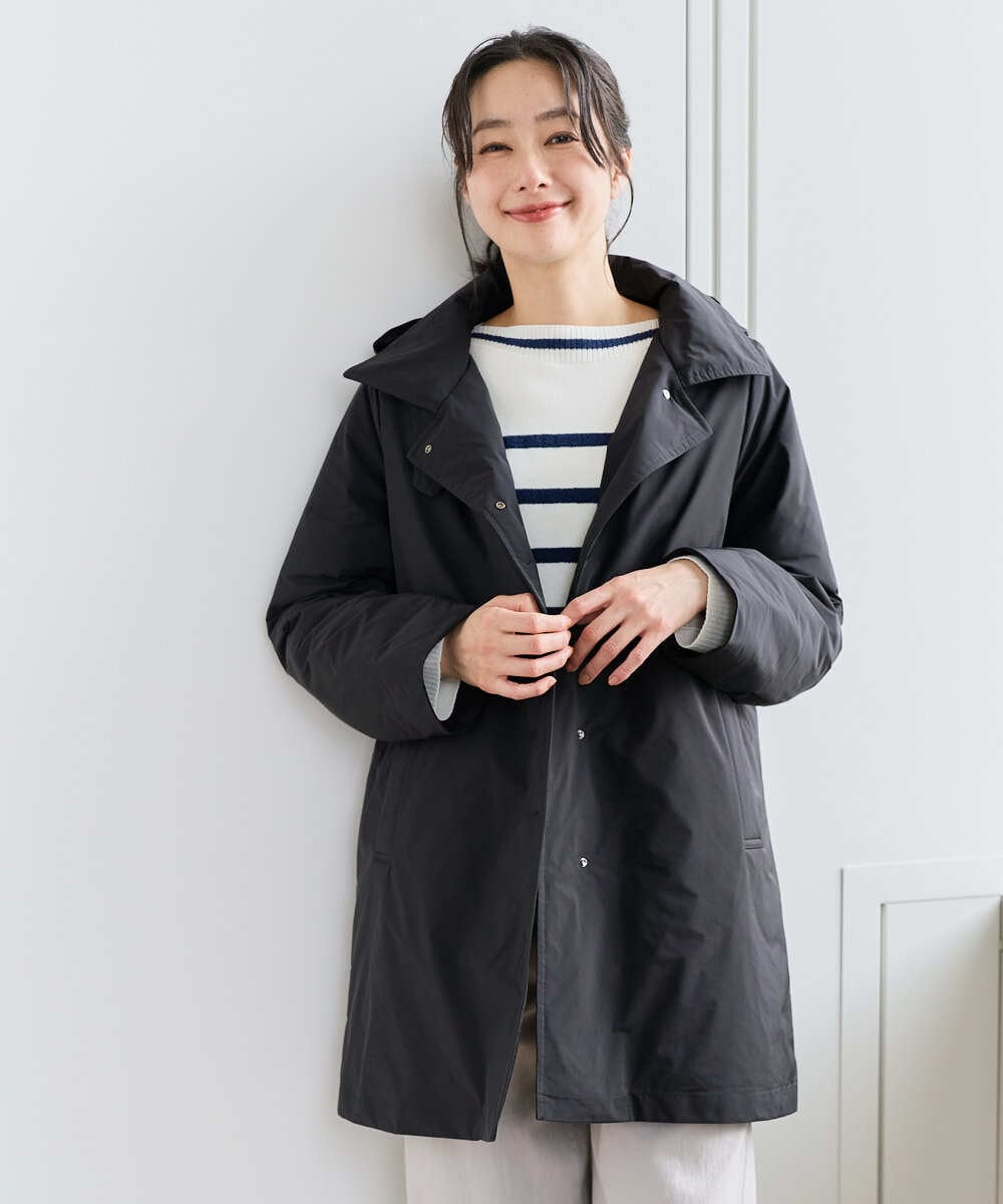 PZUCF46590 GEORGES RECH(ジョルジュ・レッシュ)  [追加]ステッチレスステンカラーミドルダウンコート ブラック