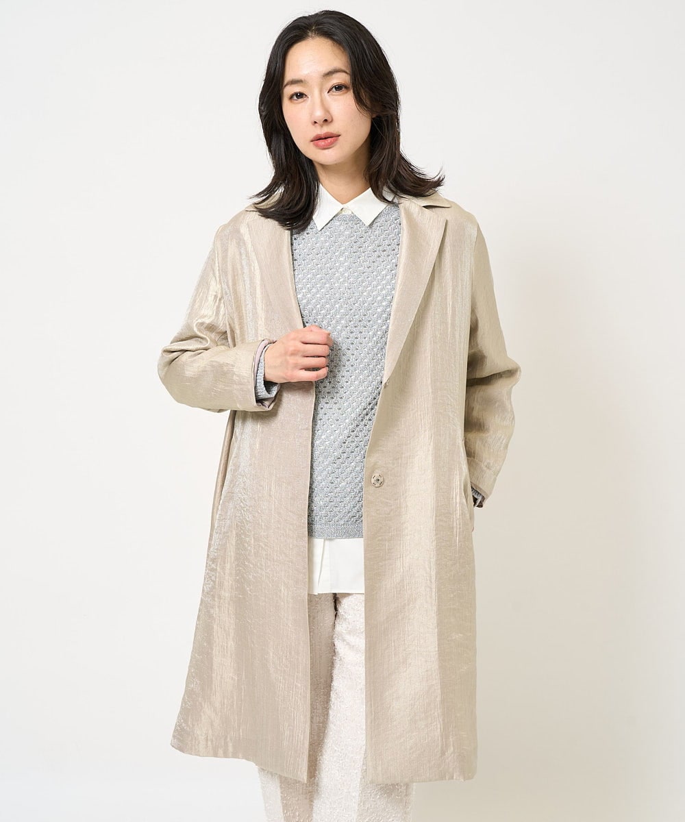 PZUEB10490 GEORGES RECH メタリックツイルロングコート