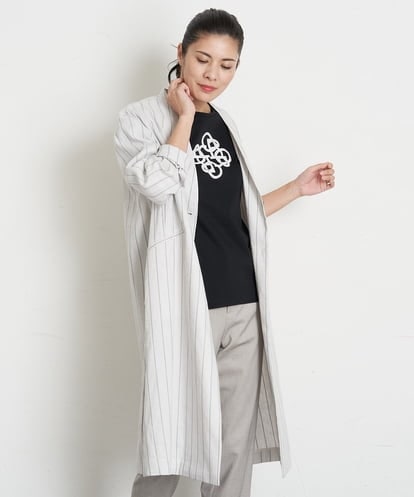PZUET25560 GEORGES RECH  [セットアップ対応]リネンへリンボンストライプコート