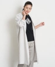 PZUET25560 GEORGES RECH(ジョルジュ・レッシュ)  [セットアップ対応]リネンへリンボンストライプコート アイボリー