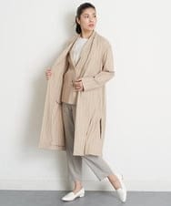 PZUET25560 GEORGES RECH(ジョルジュ・レッシュ)  [セットアップ対応]リネンへリンボンストライプコート アイボリー