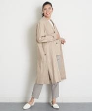 PZUET25560 GEORGES RECH(ジョルジュ・レッシュ)  [セットアップ対応]リネンへリンボンストライプコート アイボリー