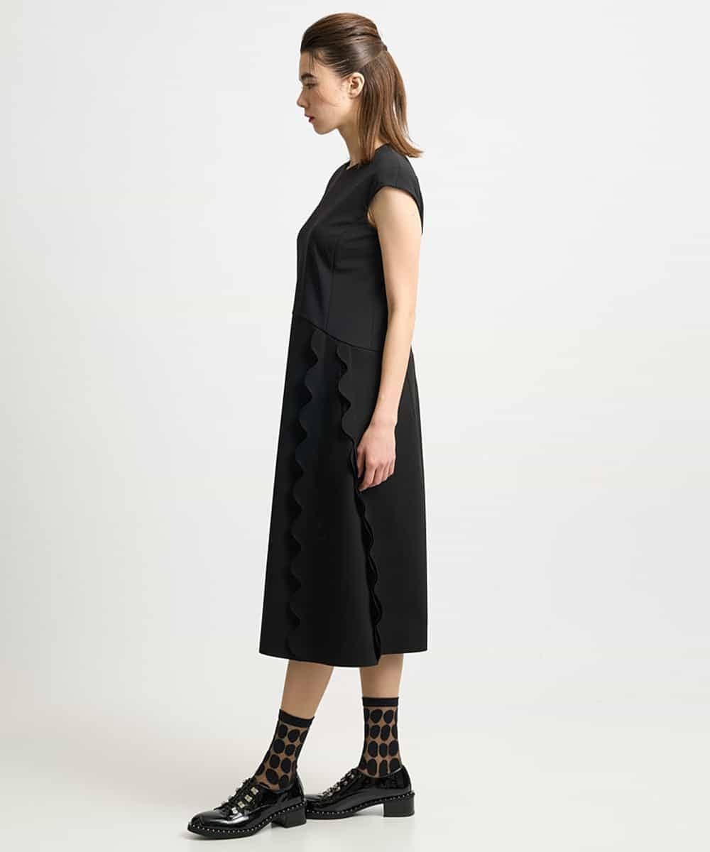 R3EYC04140 re:edition project 165(リ・エディション・プロジェクト 165) スカラップデザインボンディングワンピース/日本製 ブラック