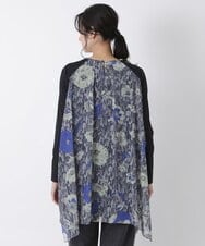 R6BAS30360 HIROKO BIS(小さいサイズ)(メゾン ドゥ サンク) 【小さいサイズ/洗える】シフォン切り替えチュニック ブルー