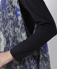 R6BAS30360 HIROKO BIS(小さいサイズ)(メゾン ドゥ サンク) 【小さいサイズ/洗える】シフォン切り替えチュニック ブルー