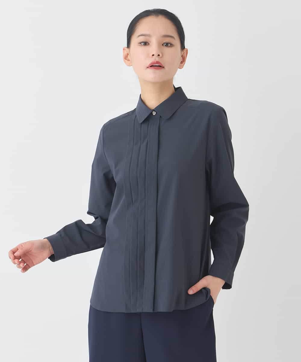 R6BDD70230 HIROKO BIS(小さいサイズ)(メゾン ドゥ サンク) 【小さいサイズ】タックデザインタイプライターシャツ ホワイト