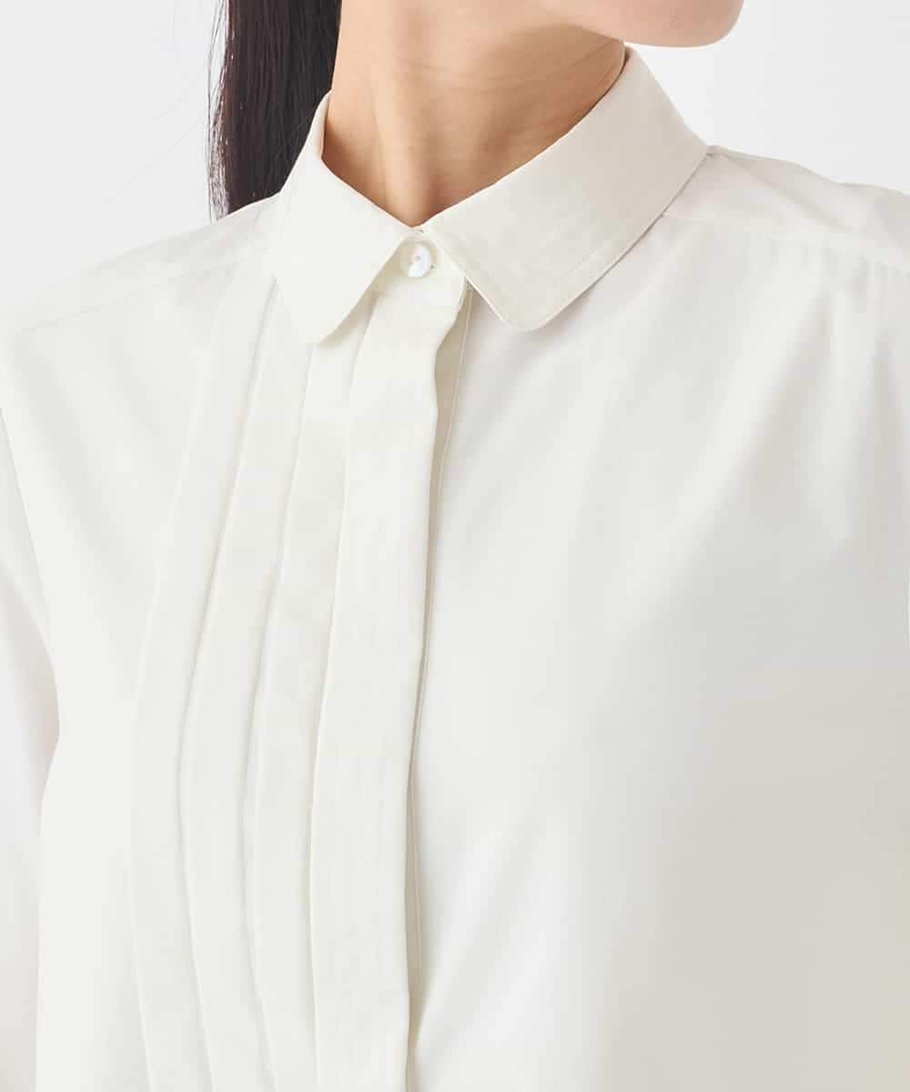 R6BDD70230 HIROKO BIS(小さいサイズ)(メゾン ドゥ サンク) 【小さいサイズ】タックデザインタイプライターシャツ ホワイト