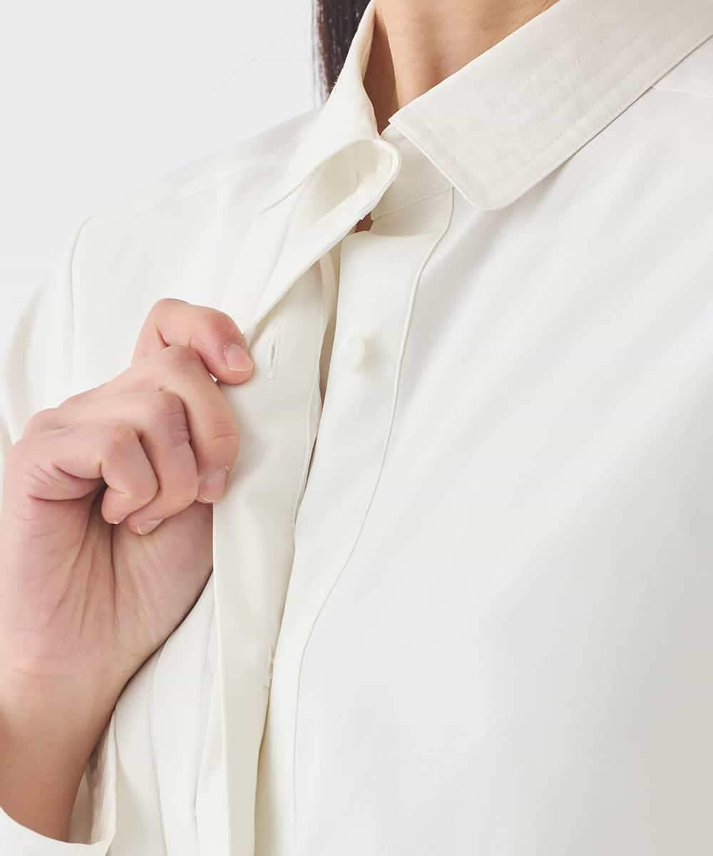 R6BDD70230 HIROKO BIS(小さいサイズ)(メゾン ドゥ サンク) 【小さいサイズ】タックデザインタイプライターシャツ ホワイト