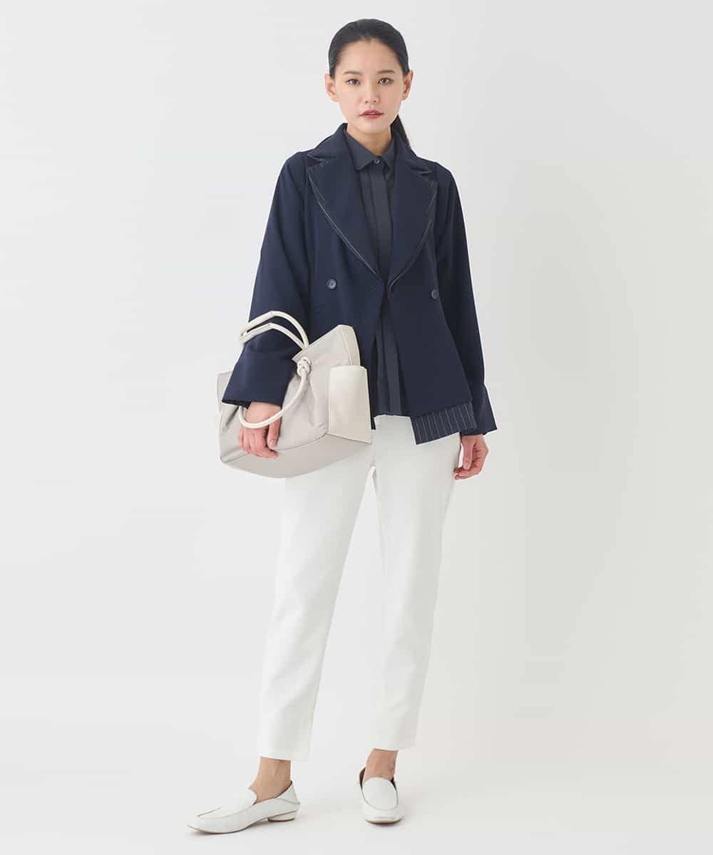 R6BDD70230 HIROKO BIS(小さいサイズ)(メゾン ドゥ サンク) 【小さいサイズ】タックデザインタイプライターシャツ ホワイト