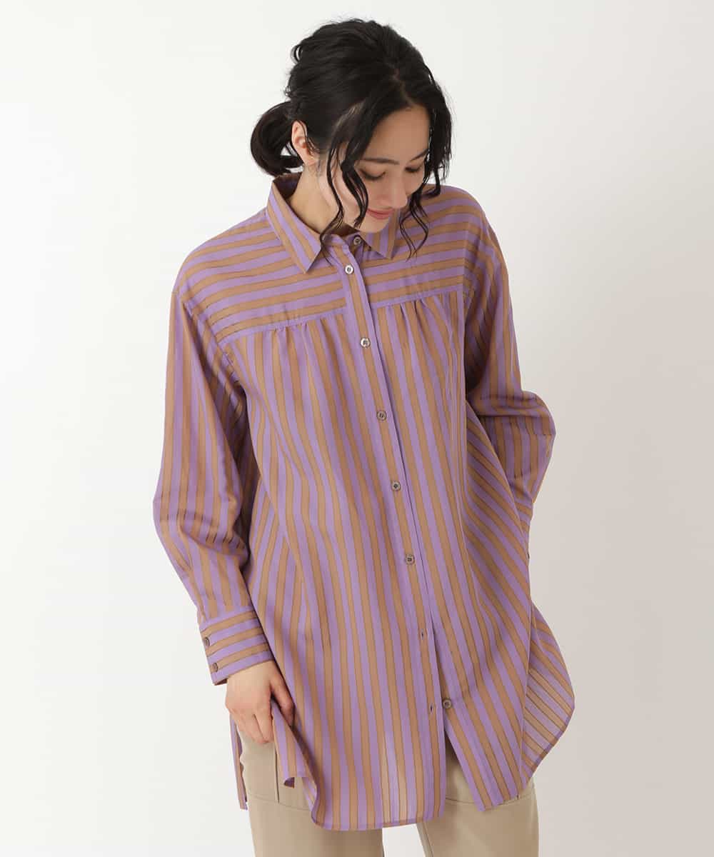 小さいサイズ 洗える ストライプロングシャツ ブラウス シャツ Hiroko Bis 小さいサイズ メゾン ドゥ サンク イトキンオンラインストア