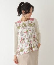 R6BDS27270 HIROKO BIS(小さいサイズ)(メゾン ドゥ サンク) 【小さいサイズ/洗える】フロントタック花束柄プリントブラウス ピンク