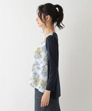 R6BDS27270 HIROKO BIS(小さいサイズ)(メゾン ドゥ サンク) 【小さいサイズ/洗える】フロントタック花束柄プリントブラウス ライトブルー