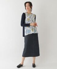R6BDS27270 HIROKO BIS(小さいサイズ)(メゾン ドゥ サンク) 【小さいサイズ/洗える】フロントタック花束柄プリントブラウス ライトブルー