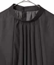 R6BED50260 HIROKO BIS(小さいサイズ)(メゾン ドゥ サンク) 【小さいサイズ】スタンドカラーかまぼこプリーツブラウス ダークグレー