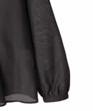 R6BED50260 HIROKO BIS(小さいサイズ)(メゾン ドゥ サンク) 【小さいサイズ】スタンドカラーかまぼこプリーツブラウス ダークグレー