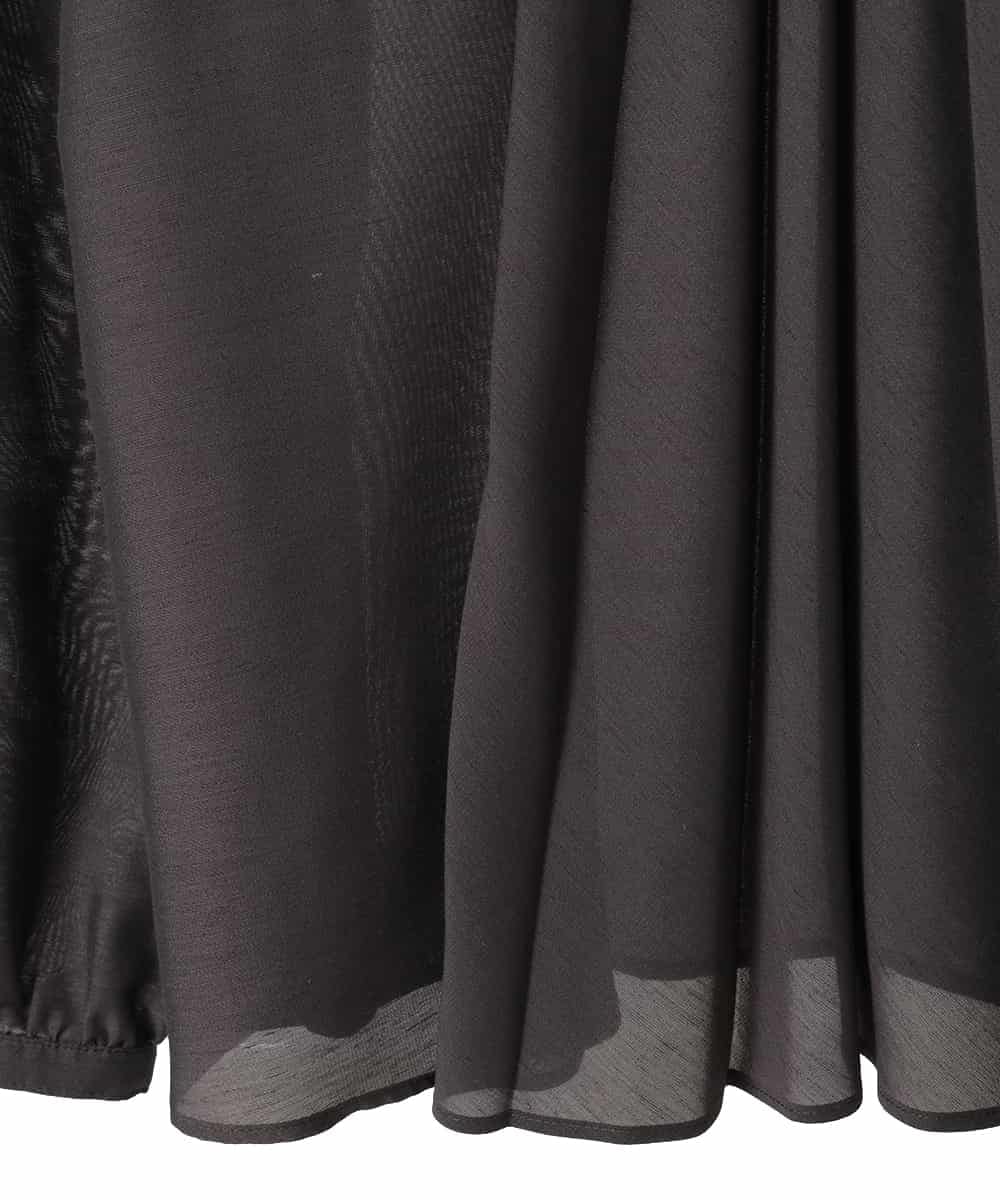 R6BED50260 HIROKO BIS(小さいサイズ)(メゾン ドゥ サンク) 【小さいサイズ】スタンドカラーかまぼこプリーツブラウス ダークグレー