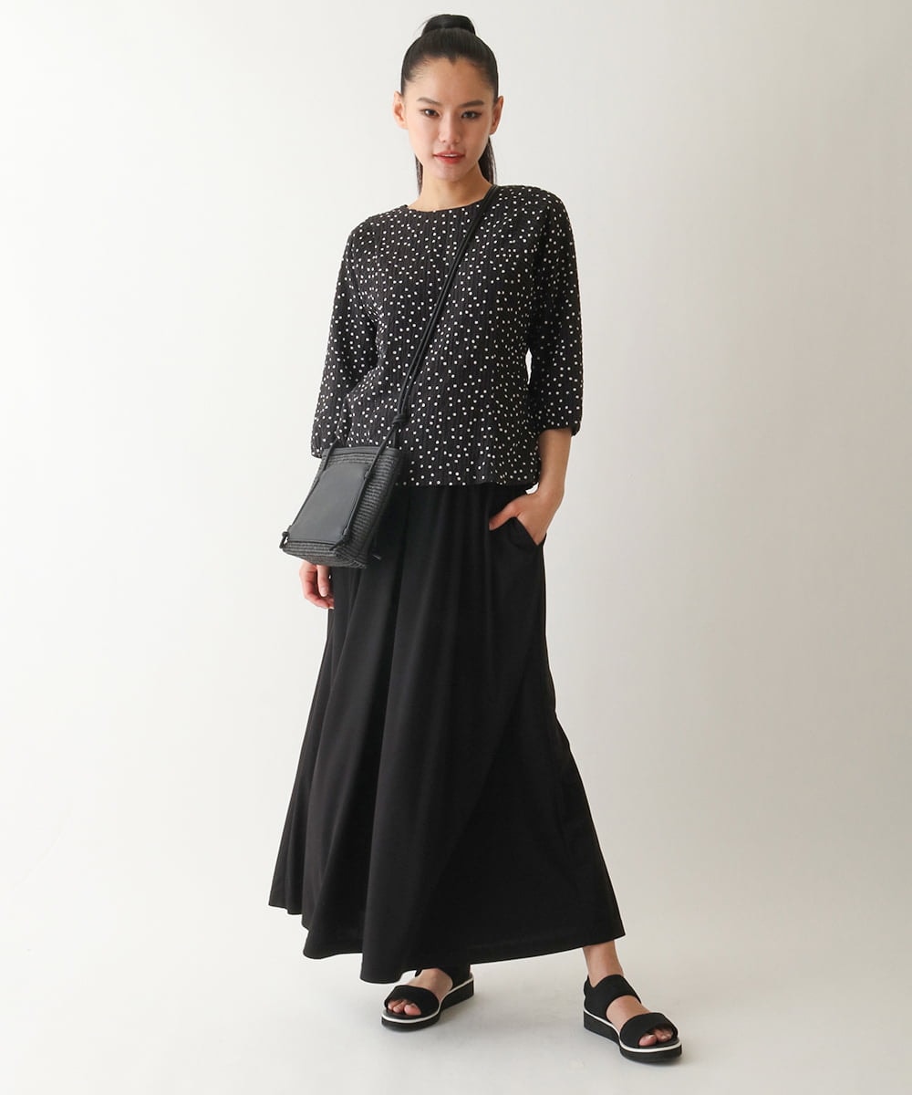 R6BFB56270 HIROKO BIS(小さいサイズ)(メゾン ドゥ サンク) 【小さいサイズ】シアーチェックドットプリントブラウス ブラック