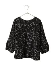 R6BFB56270 HIROKO BIS(小さいサイズ)(メゾン ドゥ サンク) 【小さいサイズ】シアーチェックドットプリントブラウス ブラック
