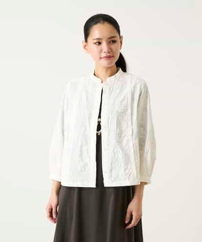 R6BFD25270 HIROKO BIS(小さいサイズ) 【小さいサイズ】ボタニカルモチーフショートブラウス