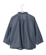 R6BFD40230 HIROKO BIS(小さいサイズ)(メゾン ドゥ サンク) 【小さいサイズ】フリルアクセントダンガリーブラウス ネイビー