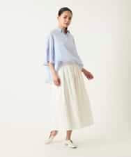 R6BFD45180 HIROKO BIS(小さいサイズ)(メゾン ドゥ サンク) 【小さいサイズ】フレアスリーブ麻ブラウス グリーン