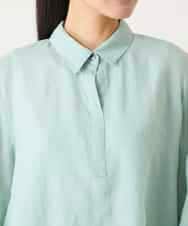 R6BFD45180 HIROKO BIS(小さいサイズ)(メゾン ドゥ サンク) 【小さいサイズ】フレアスリーブ麻ブラウス グリーン